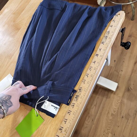 Sam Edelman Laila Pants Pinstripe Elastic Waist Pockets Viscos Nylon Size 16 - Picture 13 of 16